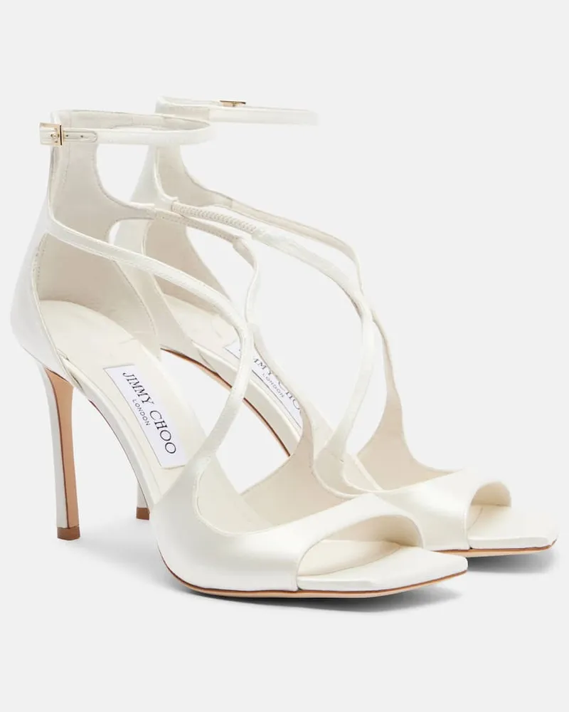 Jimmy Choo Sandalen Azia 95 aus Satin Weiß