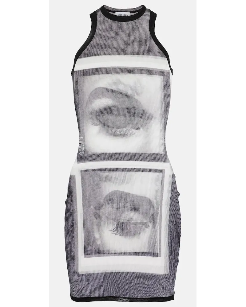 Jean Paul Gaultier Bedrucktes Minikleid aus Mesh Multicolor