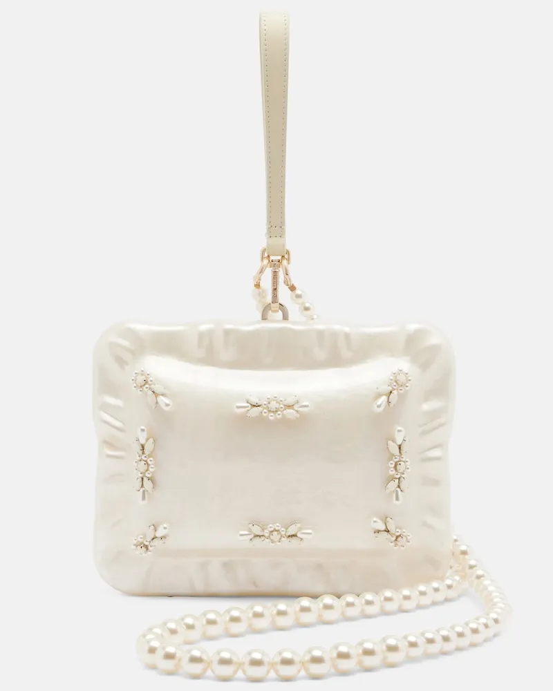 Simone Rocha Clutch Pillowcase mit Zierperlen Weiß