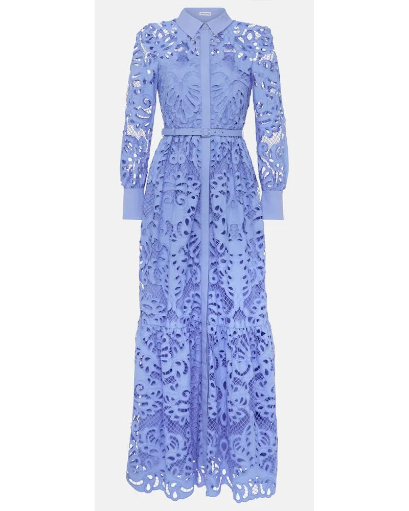Self-Portrait Maxikleid aus Spitze Blau