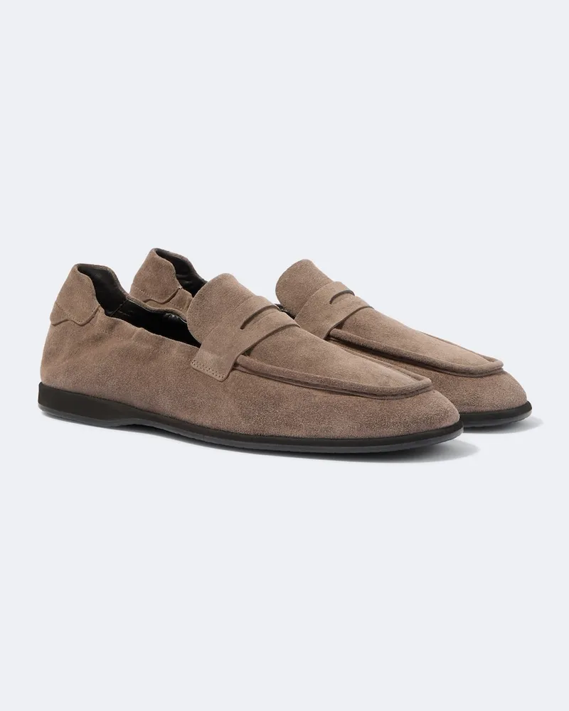 Brioni Loafers aus Veloursleder Beige