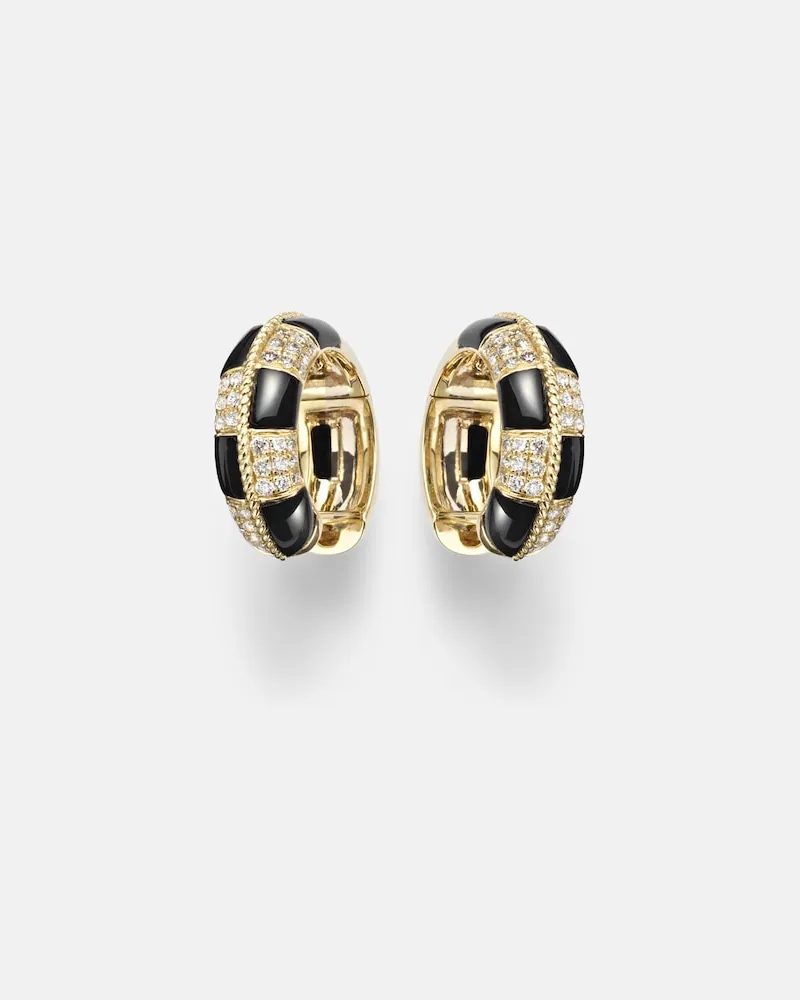 Yvonne Léon Yvonne Léon Ohrringe Mini aus Onyx aus 9kt Gelbgold mit Diamanten und Onyx Gold