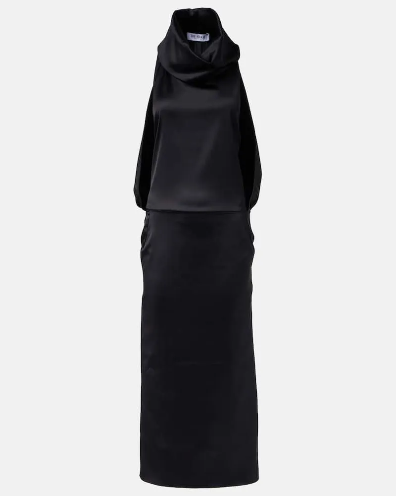 ATTICO Midikleid aus Satin Schwarz