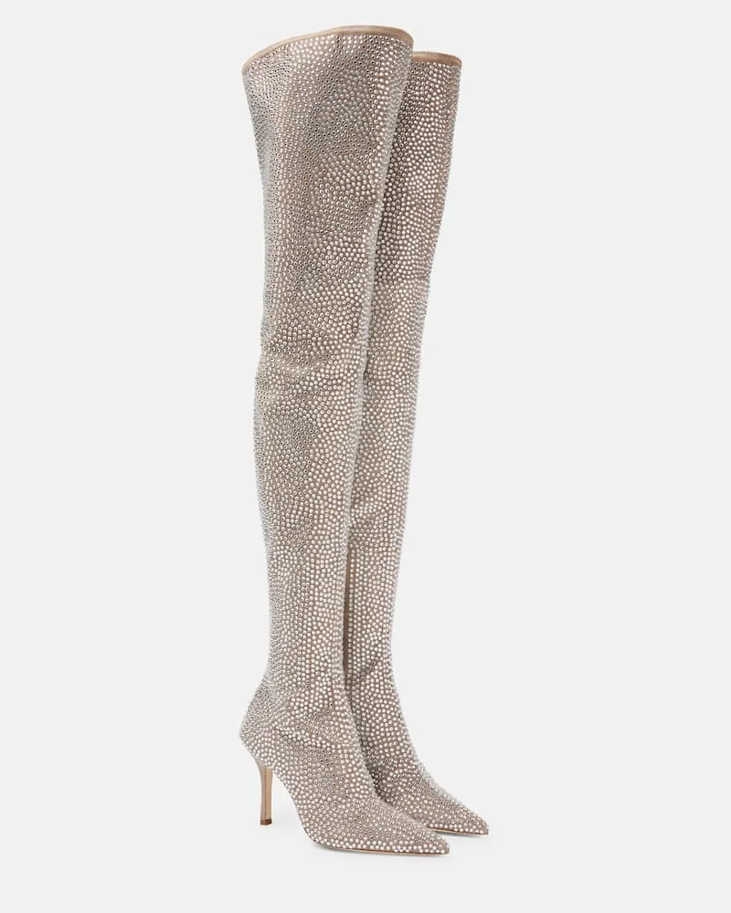 Paris Texas Overknee-Stiefel mit Kristallen Neutral