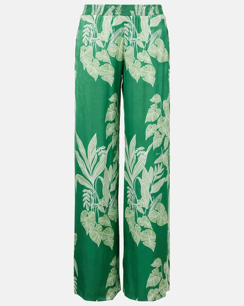 Poupette St Barth Weite Hose Cecile aus Satin Grün