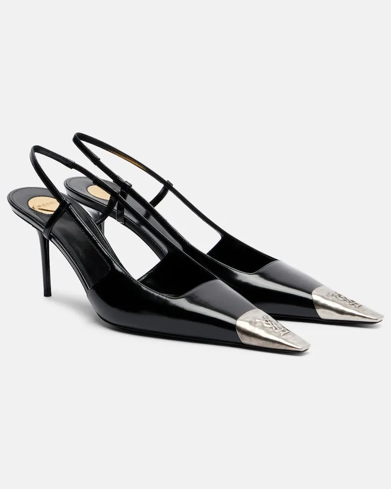 Saint Laurent Slingback-Pumps Jeanne 75 aus Leder Schwarz
