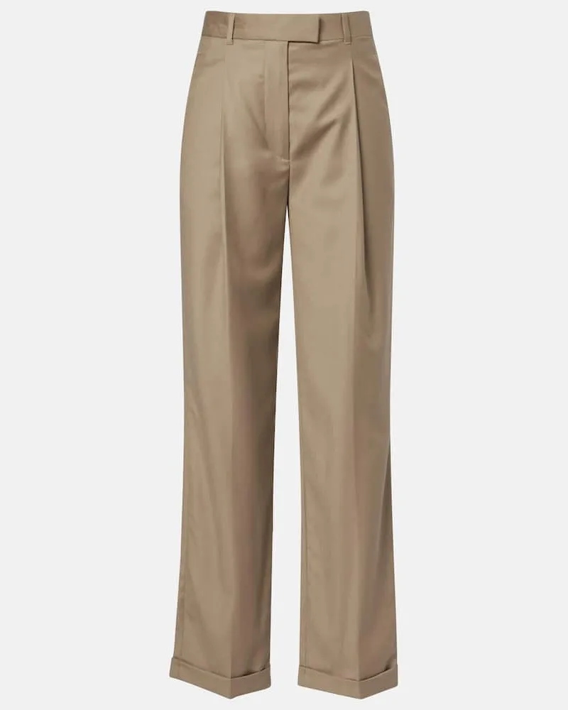 The Row High-Rise-Hose Sorina aus Schurwolle Beige