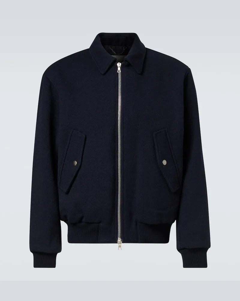 Dries van Noten Blouson Venlo aus Wolle Blau
