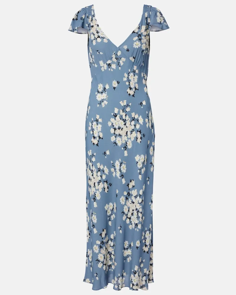 RIXO Midikleid Cathy aus Crêpe Blau