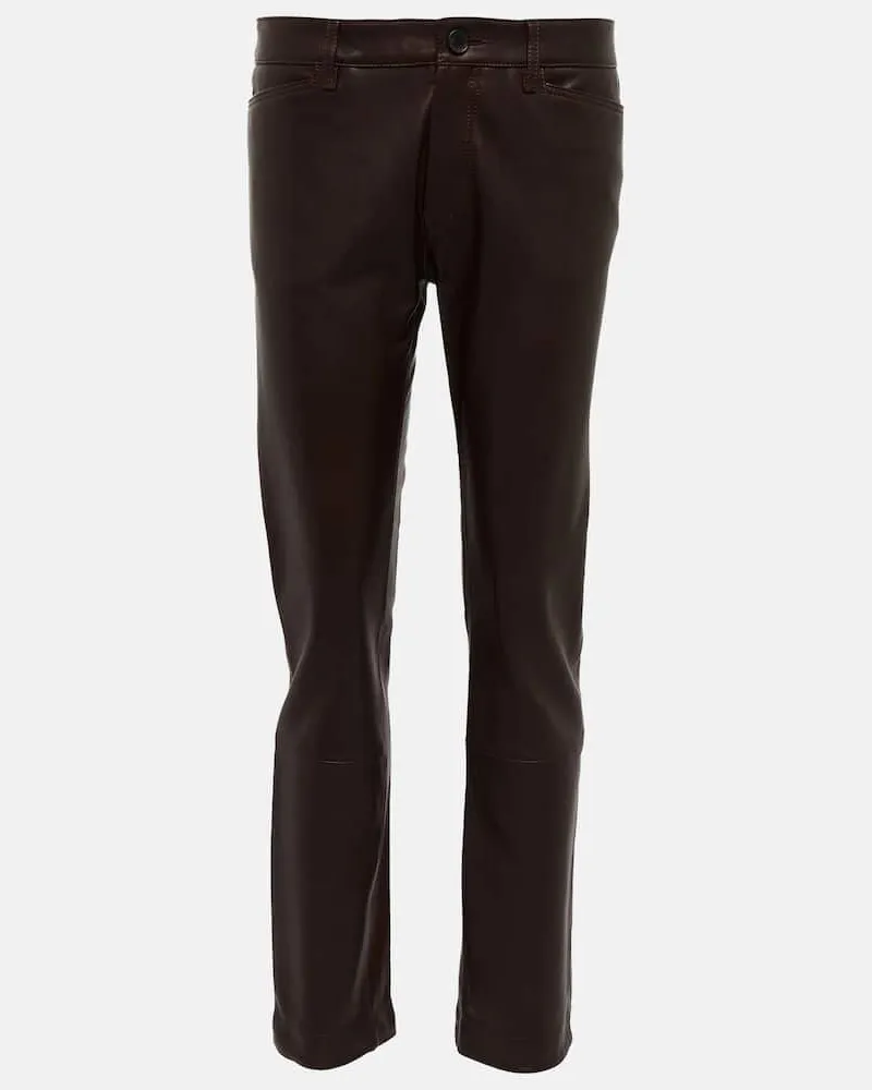 Petar Petrov Low-Rise-Hose Gonda aus Leder Braun