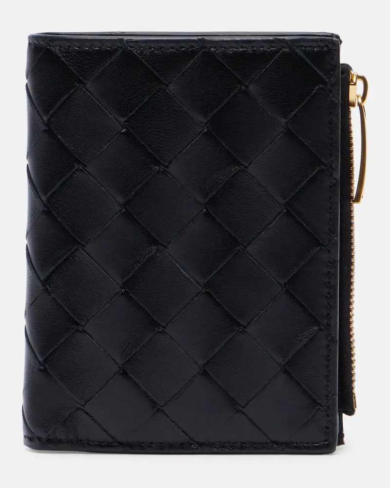 Bottega Veneta Portemonnaie Intrecciato aus Leder Schwarz