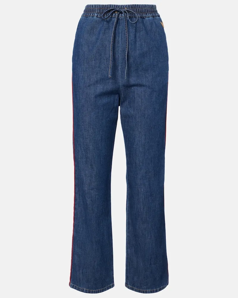 Valentino Garavani Straight Jeans VGold Blau