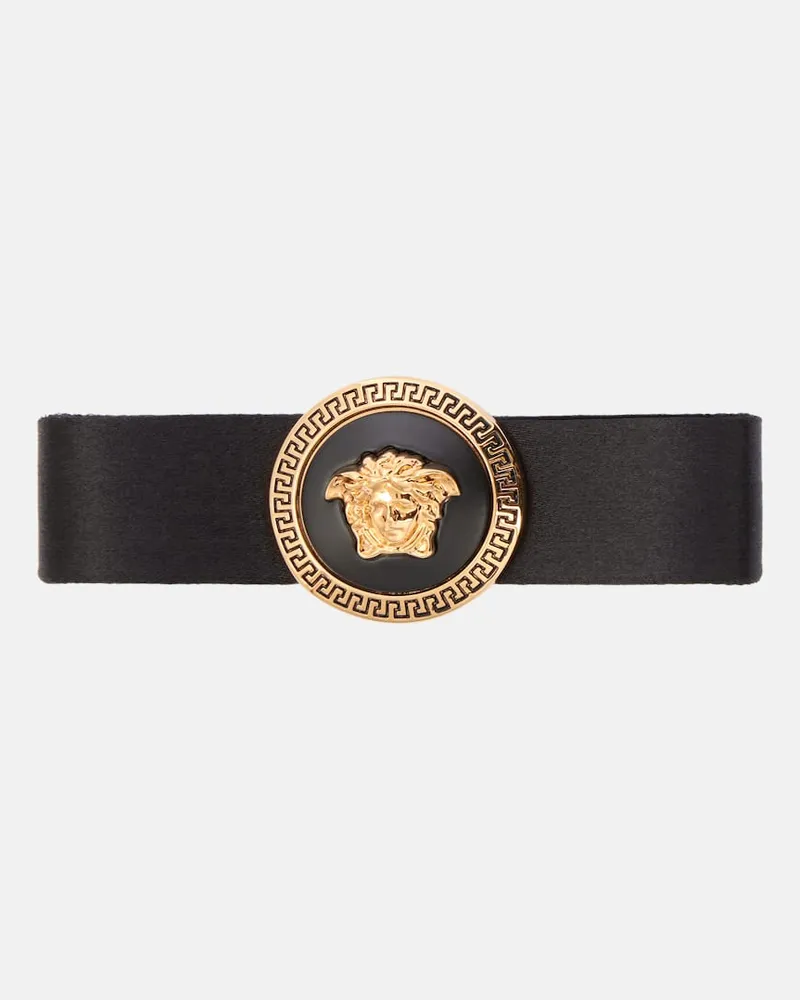 Versace Haarspange Medusa Biggie aus Satin Schwarz