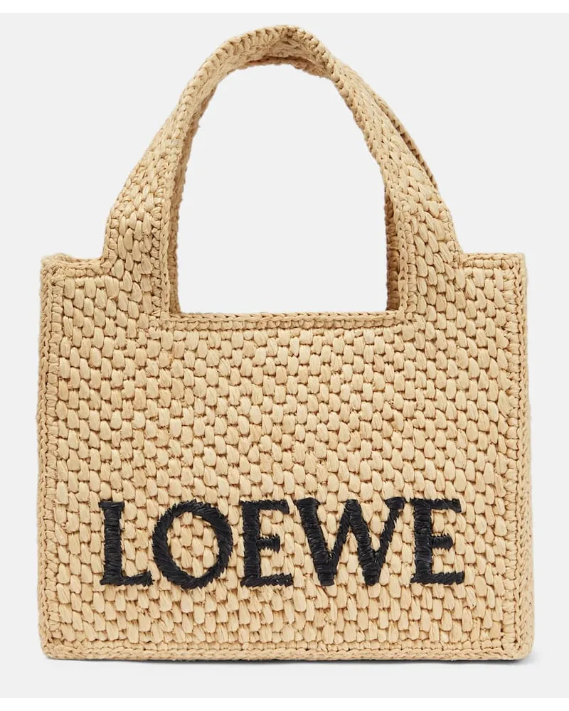 Loewe Paula's Ibiza Tote Font Mini aus Raffiabast Beige