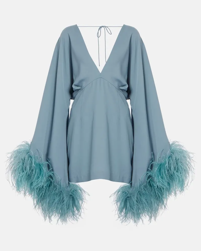 Taller Marmo Minikleid Magnifique mit Federn Blau