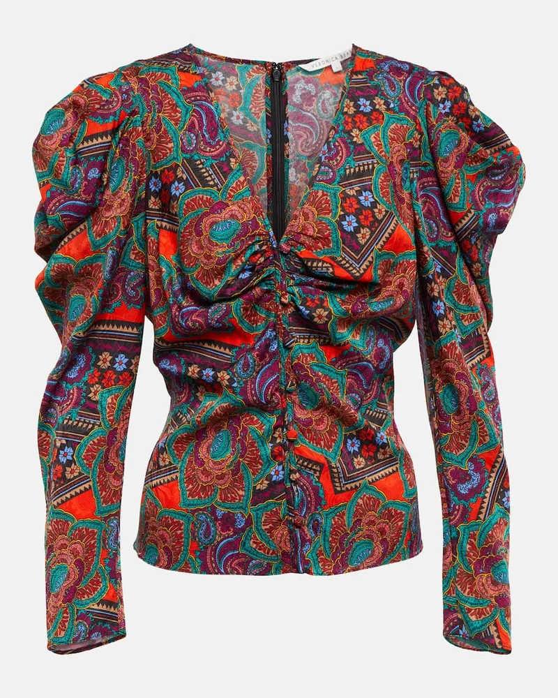 Veronica Beard Cropped-Top aus einem Seidengemisch Multicolor