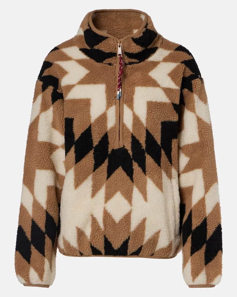 The Upside Bedruckter Pullover Harlow aus Teddyfleece Beige