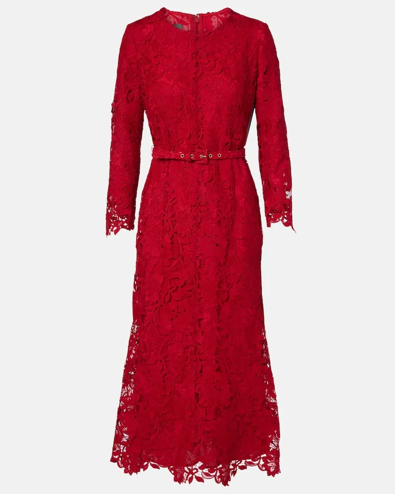 Monique Lhuillier Midikleid aus Spitze Rot