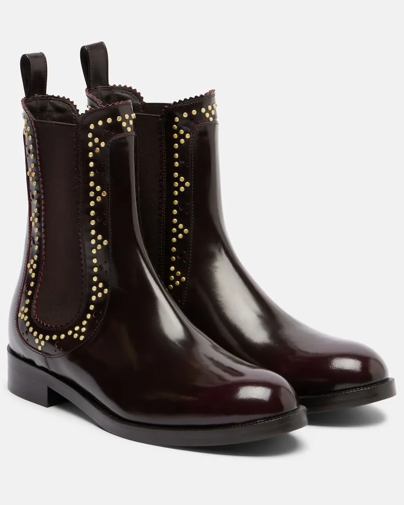 Aquazzura Verzierte Chelsea Boots Skye aus Leder Burgund