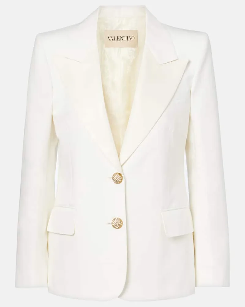 Valentino Garavani Blazer aus Baumwolle und Leinen Weiß