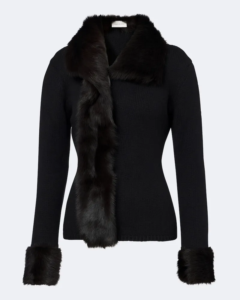 Magda Butrym Cardigan aus Wolle und Kaschmir mit Shearling Schwarz