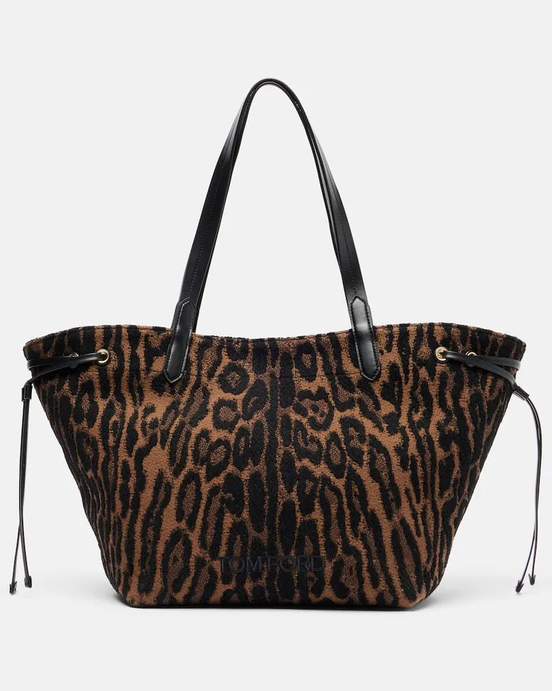 Tom Ford Tote Bag Beachwear Large aus Jacquard Braun