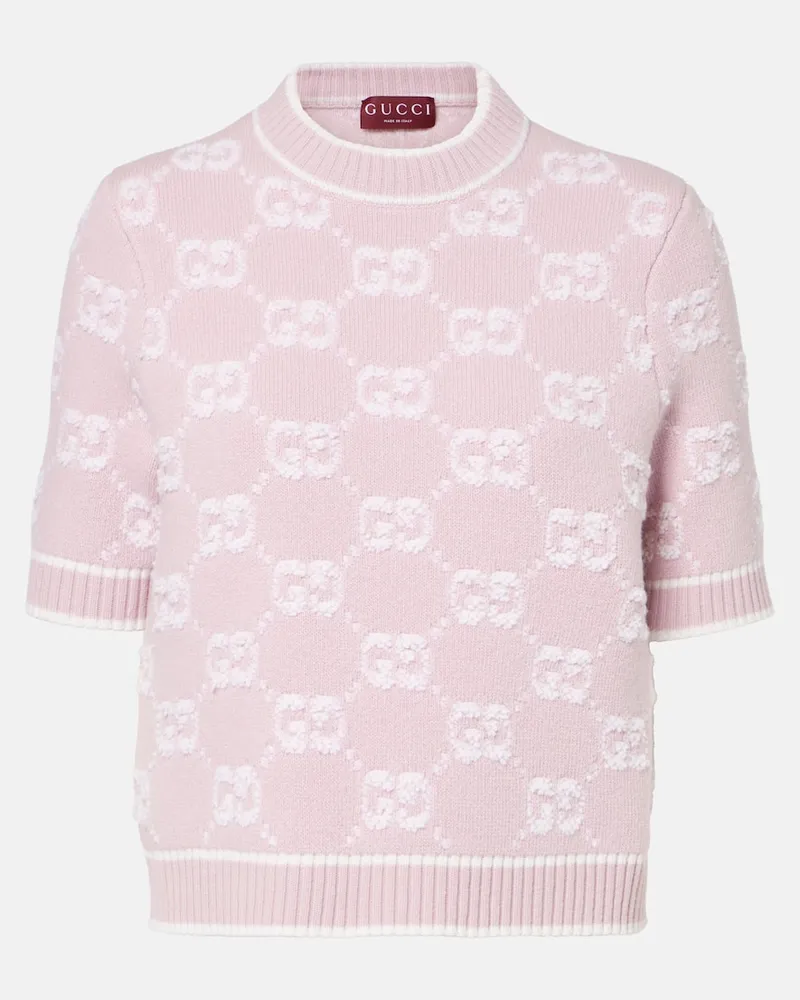 Gucci Top GG aus Woll-Bouclé Rosa