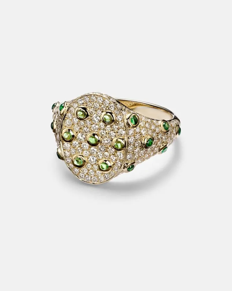 Yvonne Léon Yvonne Léon Ring aus 9kt Gelbgold mit Diamanten und Tsavorit Gold