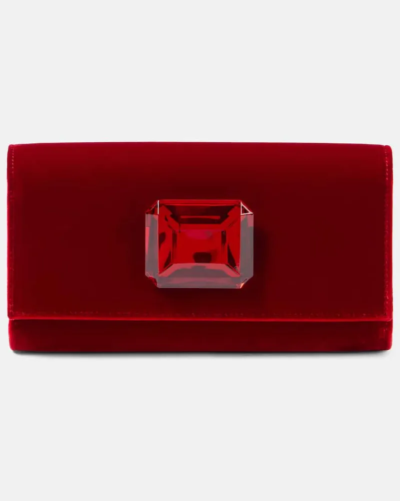 Gianvito Rossi Verzierte Clutch Jaipur Mini aus Samt Rot
