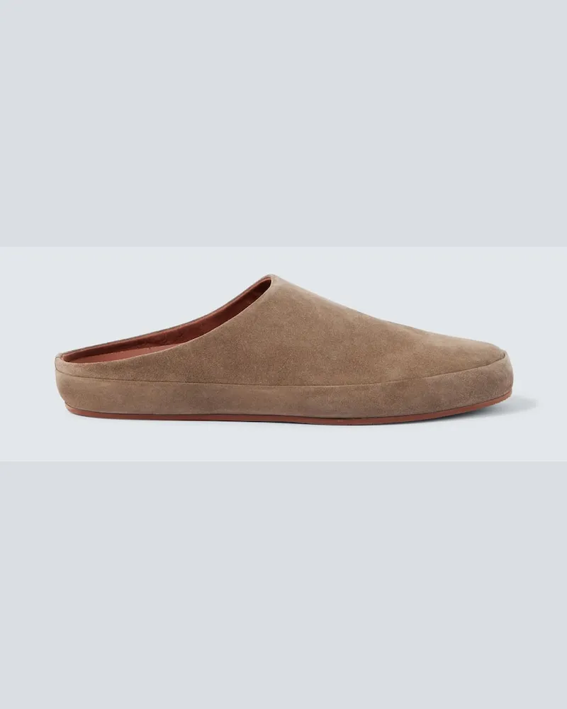 Loro Piana Slippers aus Veloursleder Braun