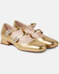 Roger Vivier Mary-Jane-Pumps Tres Vivier aus Metallic-Leder Gold