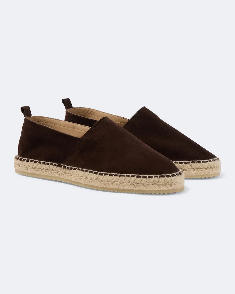 Frescobol Carioca Espadrilles Helio aus Veloursleder Braun