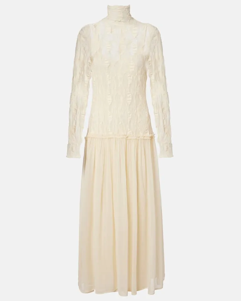 Ulla Johnson Maxikleid Sybil aus Spitze und Chiffon Weiß