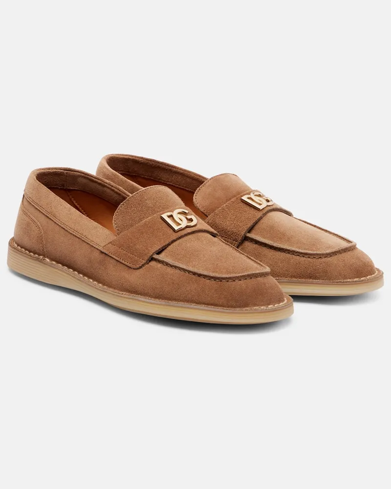 Dolce & Gabbana Loafers DG aus Veloursleder Braun
