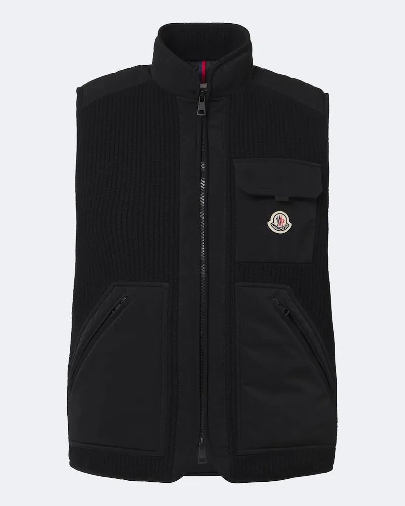 Moncler Daunenweste Lenevra aus einem Wollgemisch Schwarz