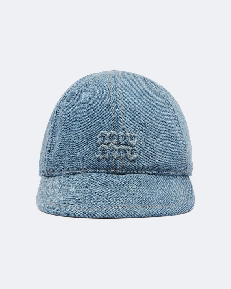 Miu Miu Baseballcap aus Denim Blau
