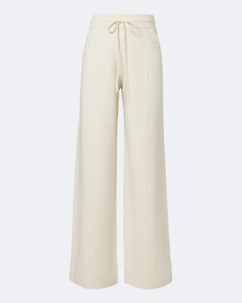 Moncler Weite Hose aus einem Wollgemisch Beige
