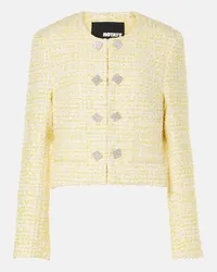 ROTATE Birger Christensen Verzierte Cropped-Jacke aus Boucle Gelb