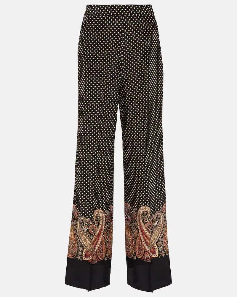 Etro Weite Hose aus Seide Schwarz
