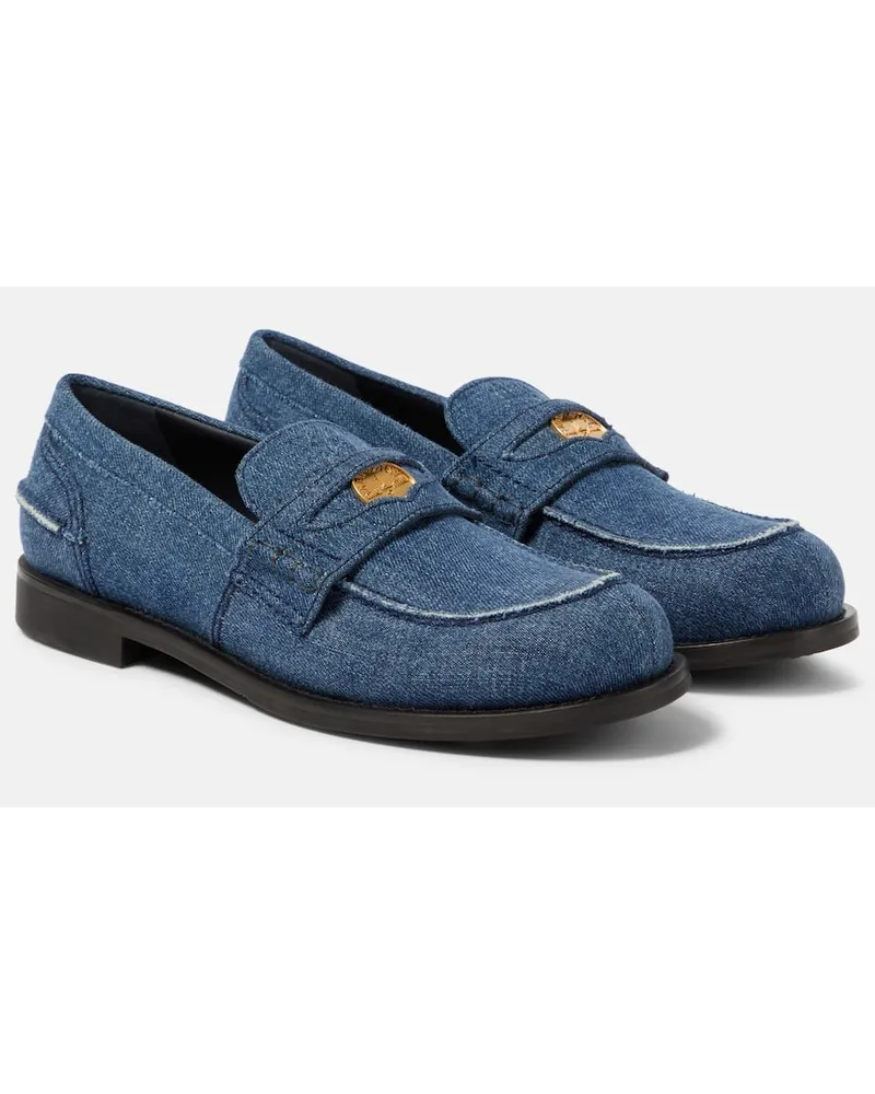 Miu Miu Loafers aus Denim Blau