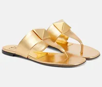 Sandalen One Stud aus Metallic-Leder