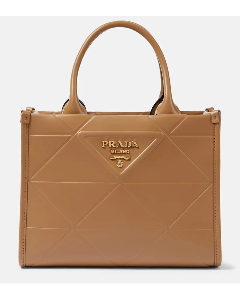 Prada Tote Symbole Mini aus Leder Braun