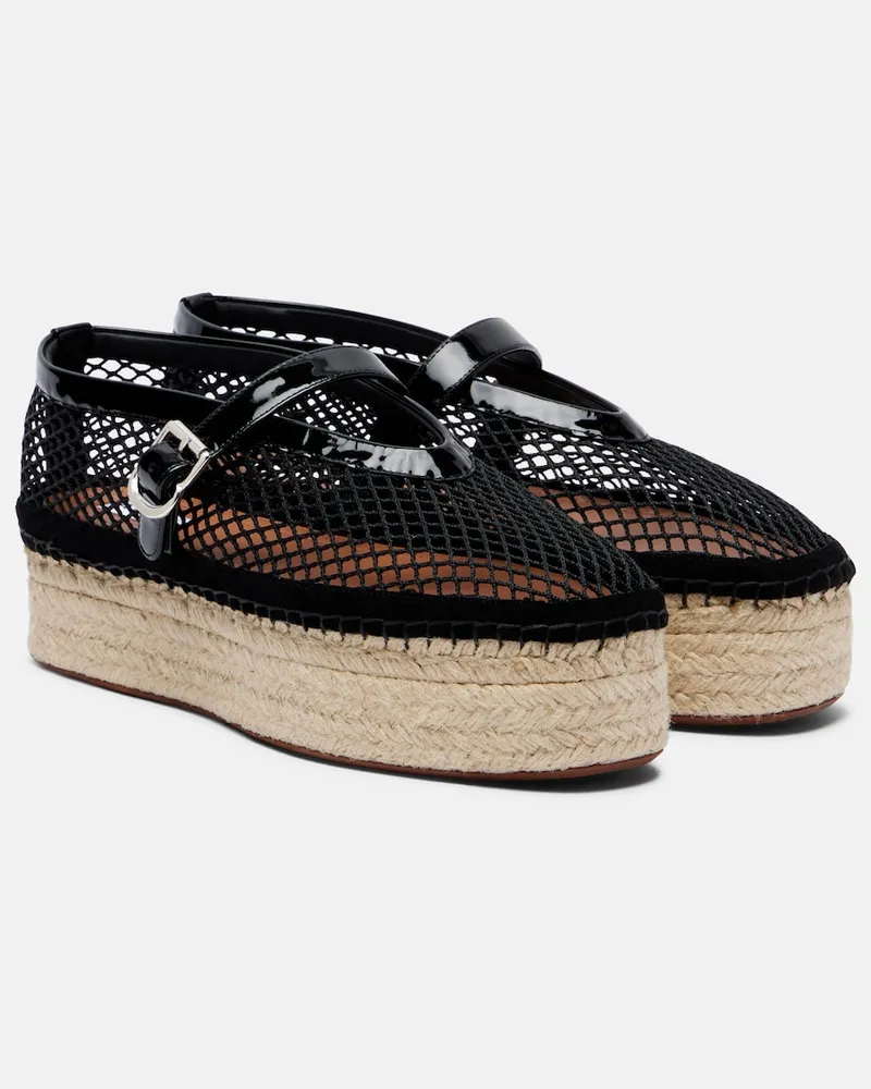 Alaïa Alaïa Espadrilles aus Mesh und Leder Schwarz