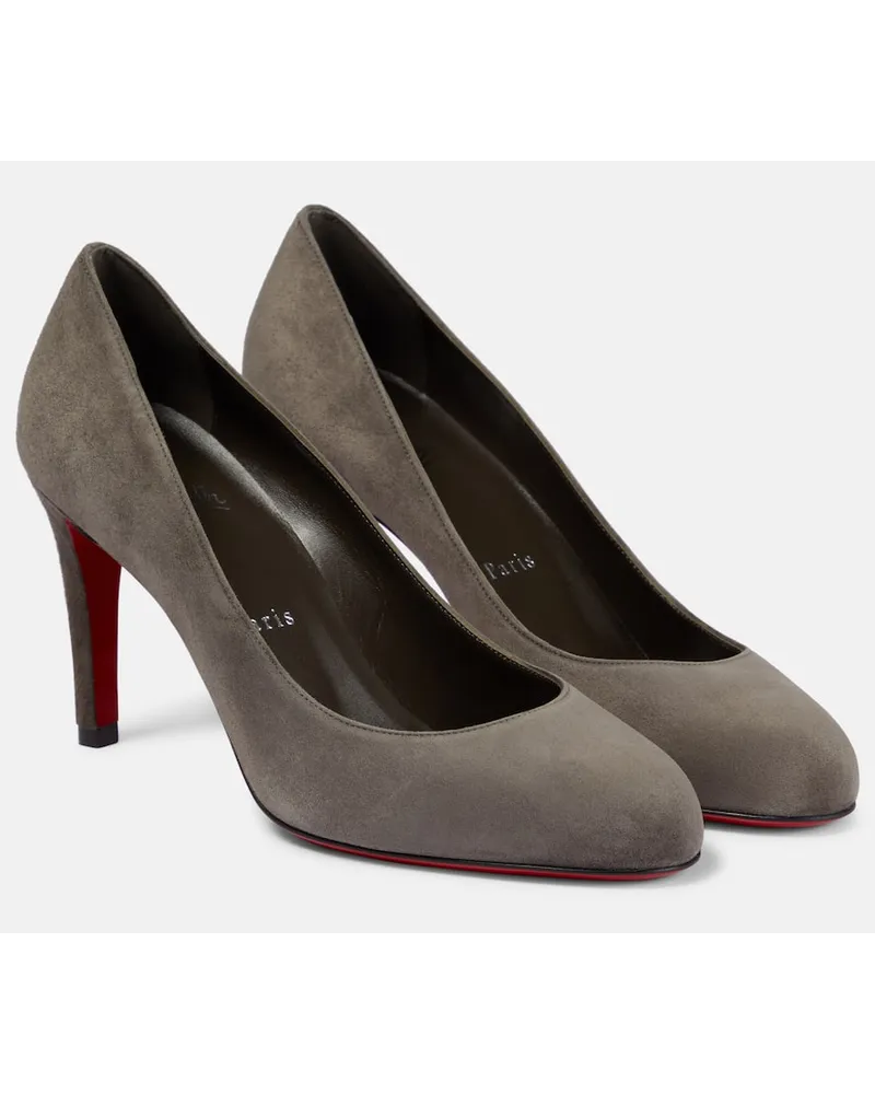 Christian Louboutin Pumps Pumppie 85 aus Veloursleder Grau