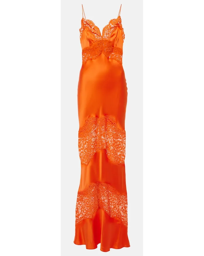 Rebecca Vallance Slipdress Adira aus Seidensatin mit Spitze Orange