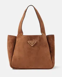 Prada Schultertasche Medium aus Veloursleder Braun