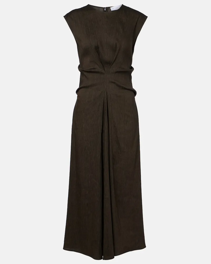 Proenza Schouler White Label Midikleid Miranda aus einem Leinengemisch Braun