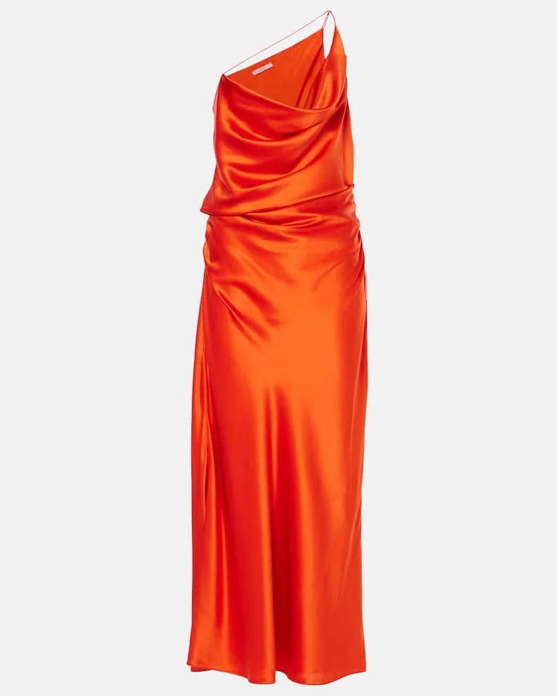 The Sei One-Shoulder-Robe aus Seidensatin Rot