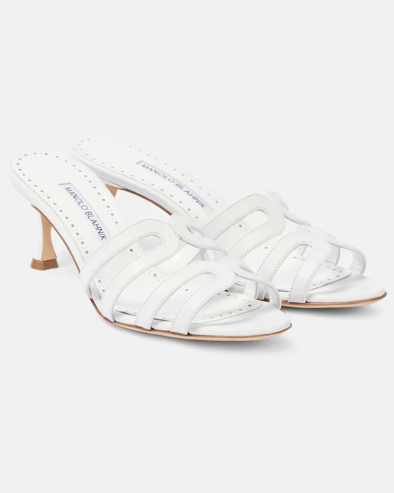 Manolo Blahnik Sandalen Ahwak 50 aus Leder Weiß