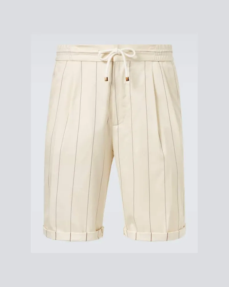 Brunello Cucinelli Bermuda-Shorts aus Wolle und Baumwolle Beige